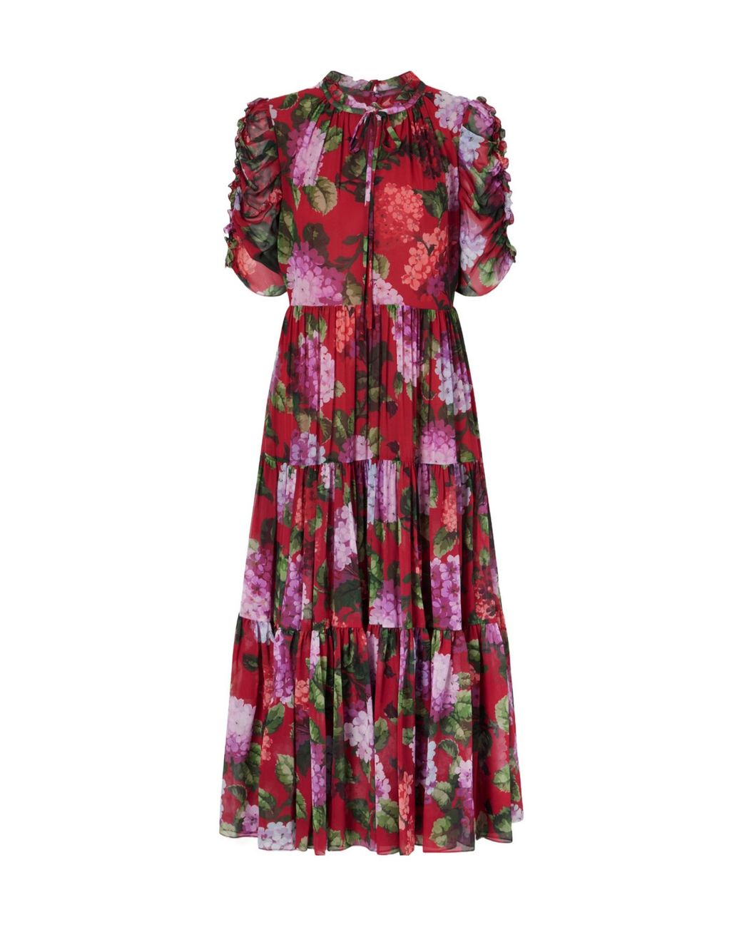 Carolina Herrera Hydrangea-Print Tiered Dress