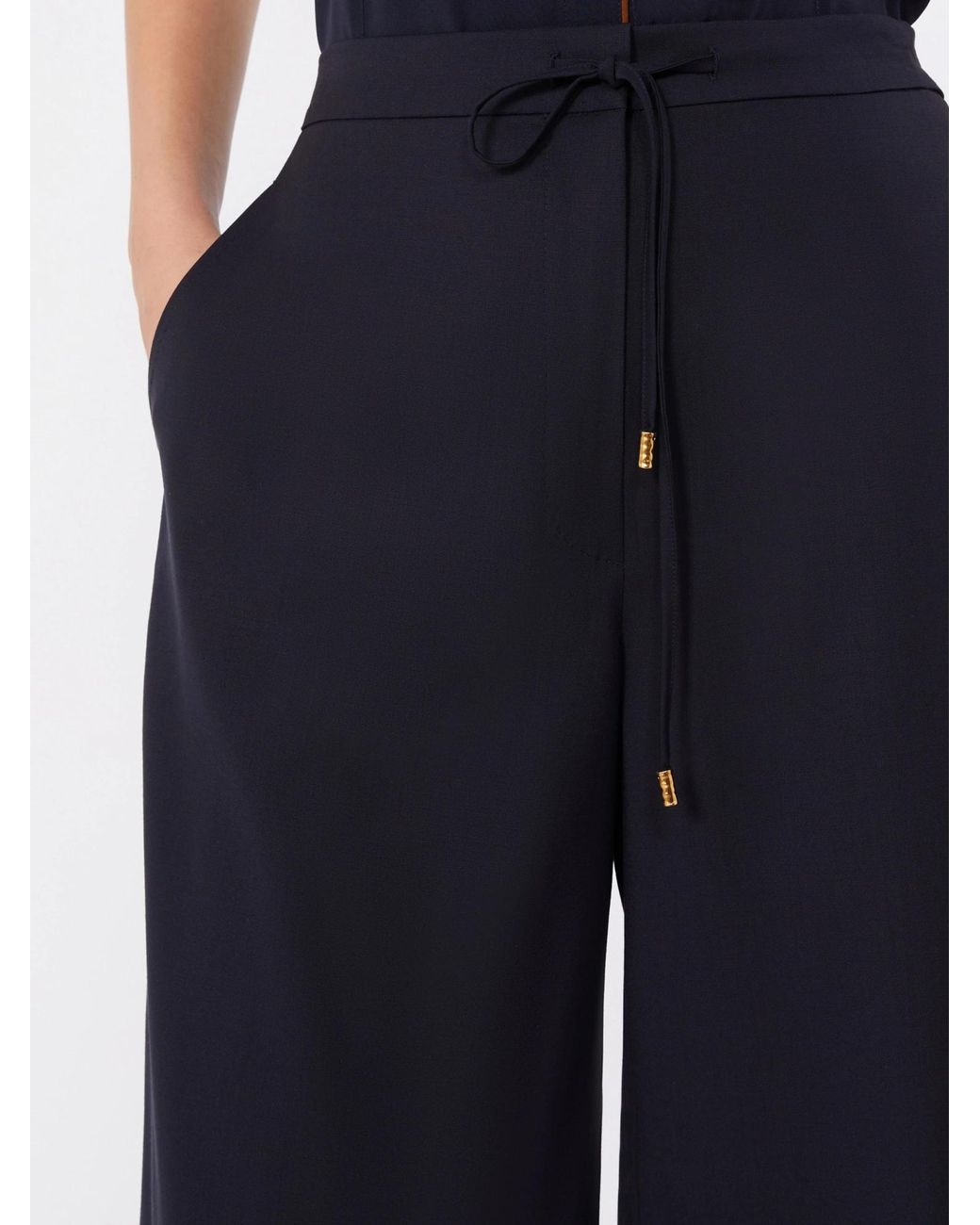 Max Mara Blue Studio Drawstring Wide-Leg Pants