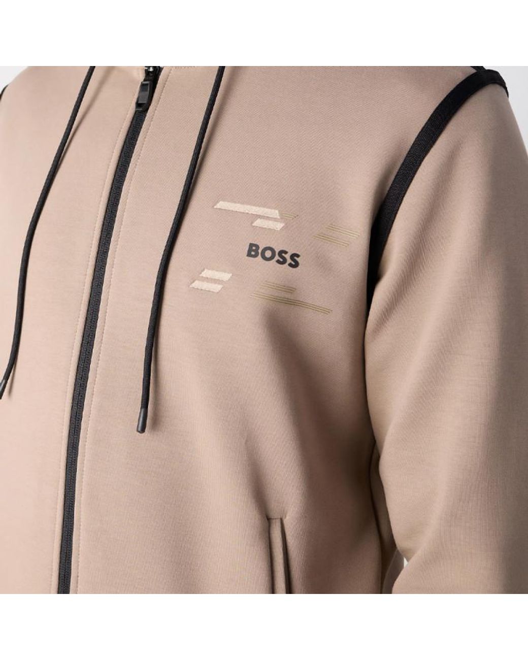 Boss Brown Zip-Up Hoodie for men