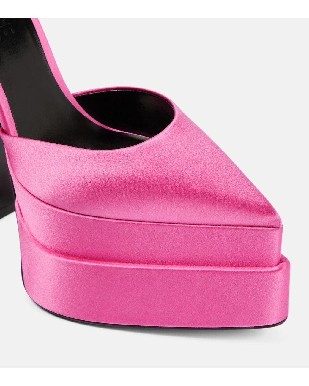 Versace Pink Aevitas Pointy Satin Platform Pumps