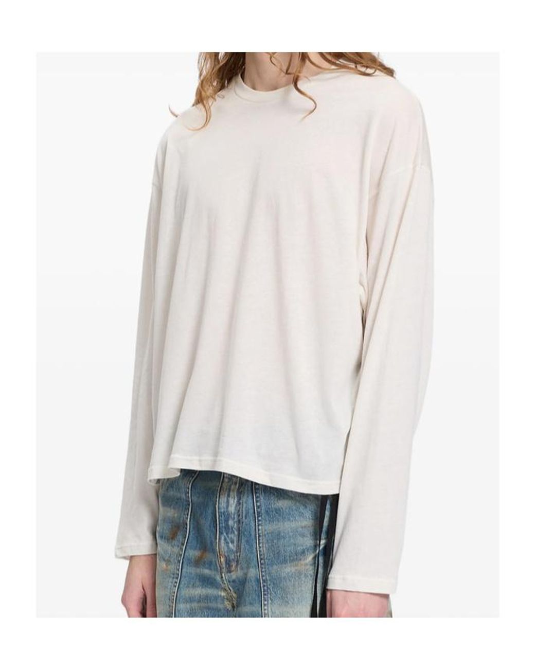 Ann Demeulemeester White Graphic-Print Long-Sleeved T-Shirt for men