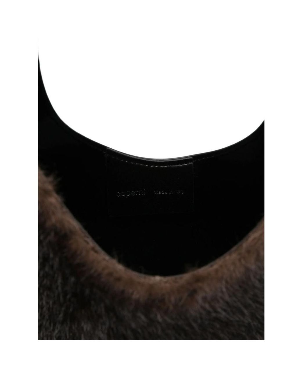 Coperni Black Heart-Shaped Open Top Fur Tote Bag