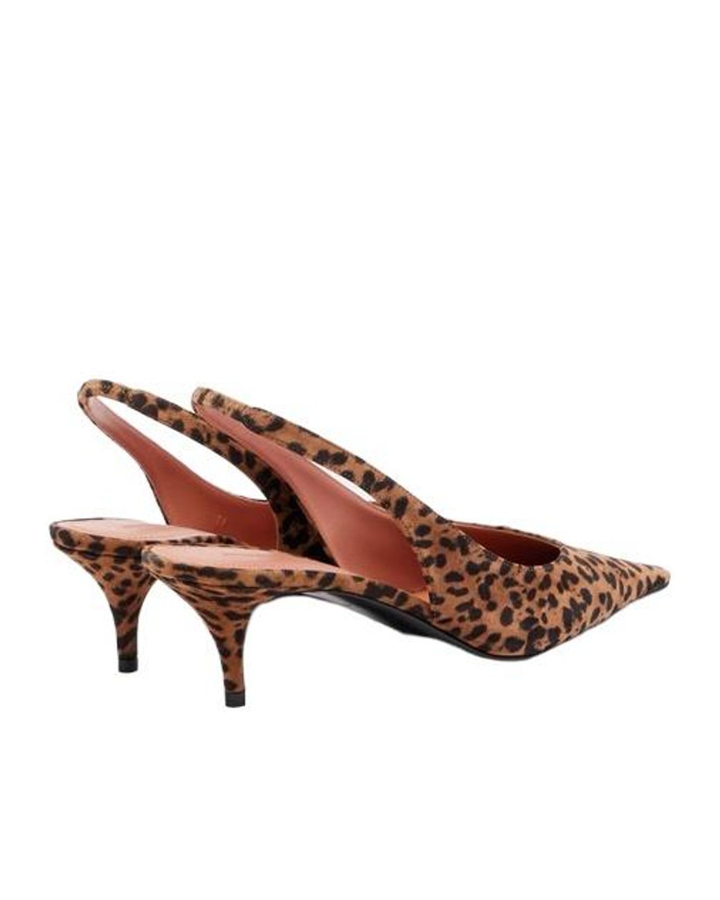 AMINA MUADDI Brown Leopard-Print Suede Slingback Pumps