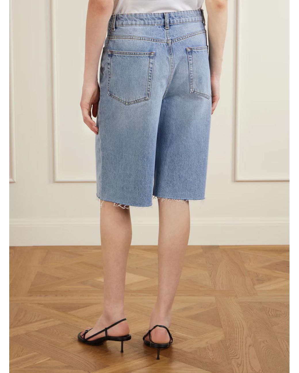 Rohe Blue Denim Shorts With Belt Loops