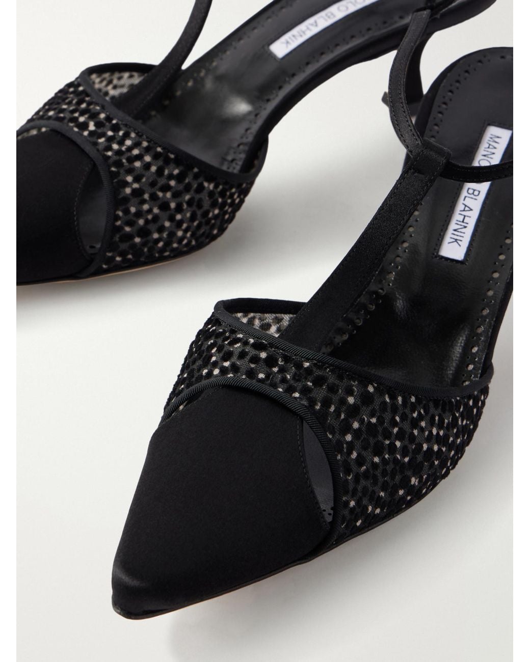 Manolo Blahnik Black Spliced Mesh High Heels
