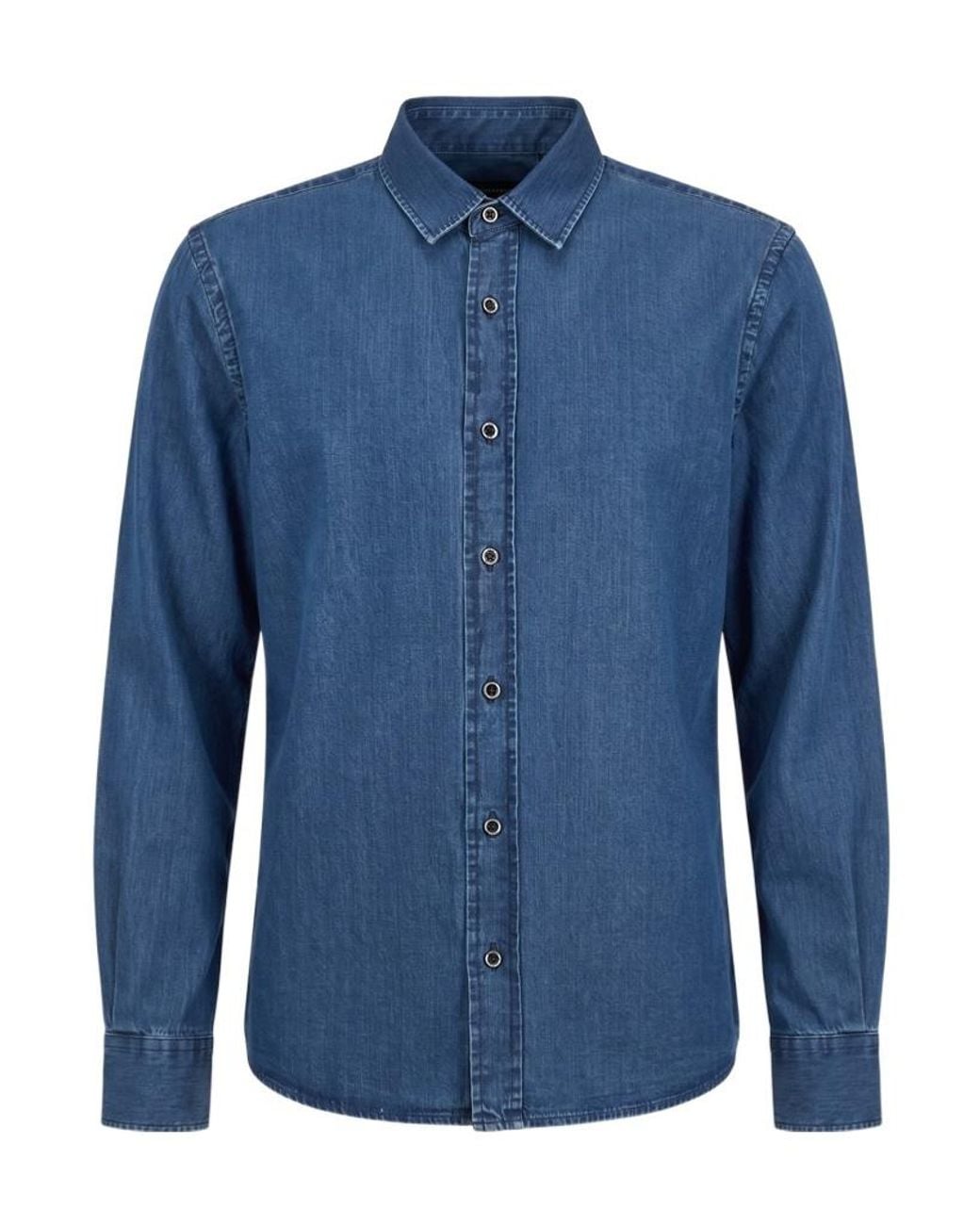 Peserico Blue Washed Denim Shirt for men