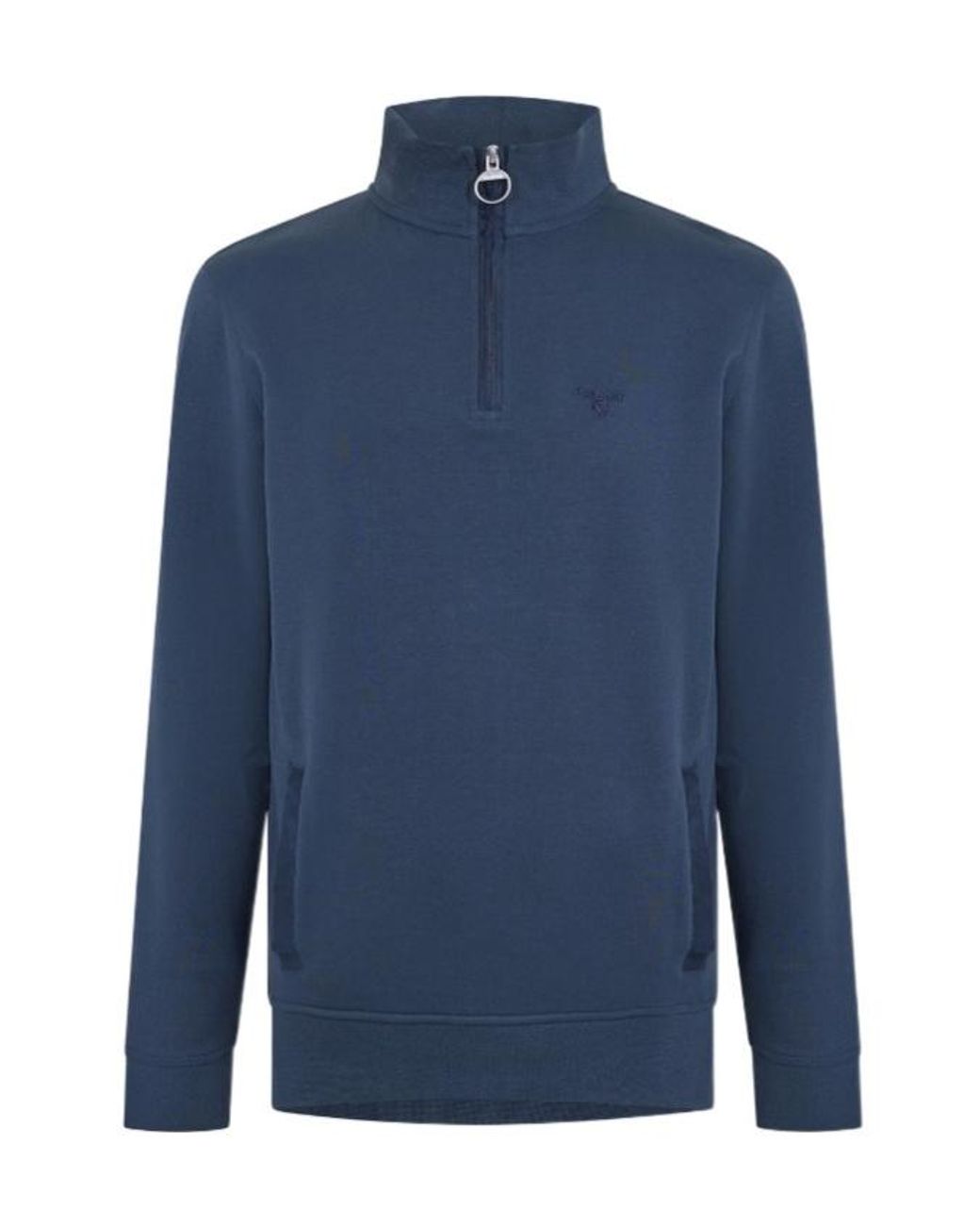 Barbour Blue Long-Sleeved Stand-Up Collar Sweatshirt for men