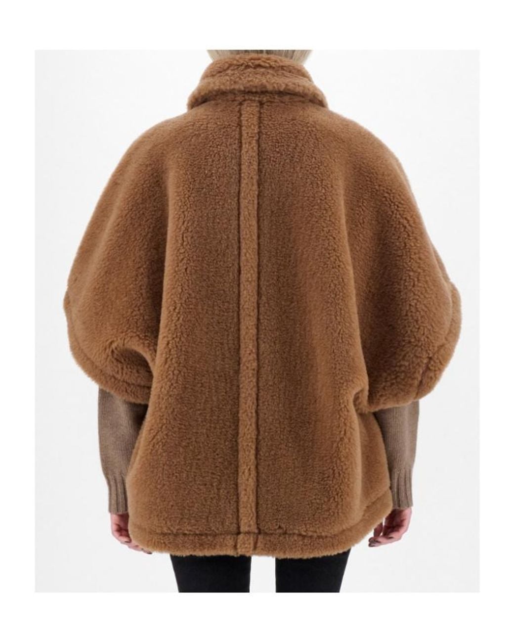 Max Mara Brown Teddy-Fabric Oversized-Collar Cape