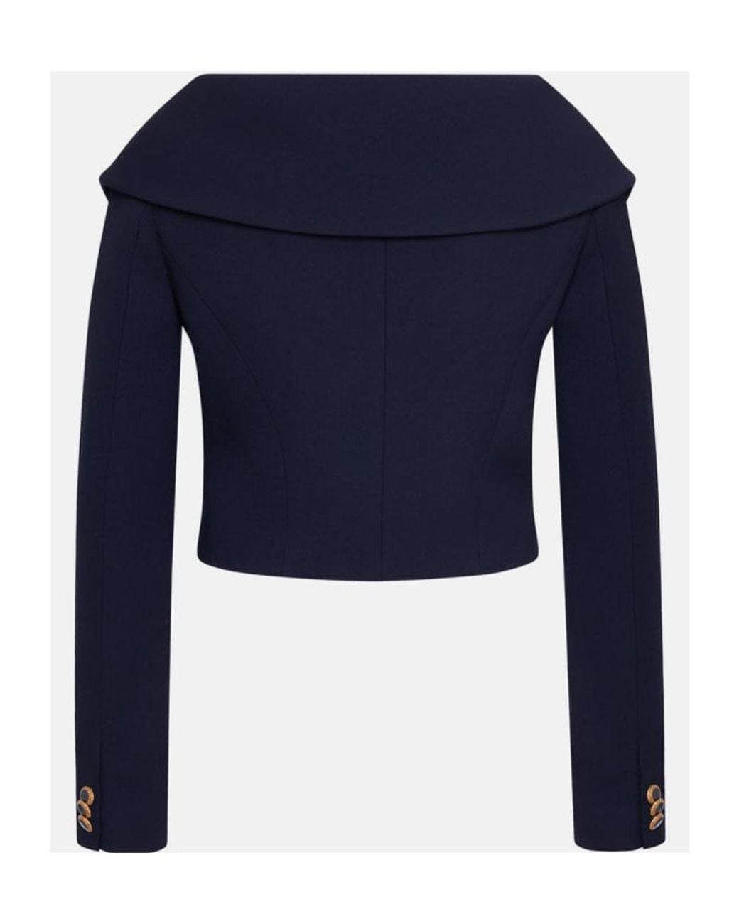 Alessandra Rich Blue Off-Shoulder Tailored Blazer
