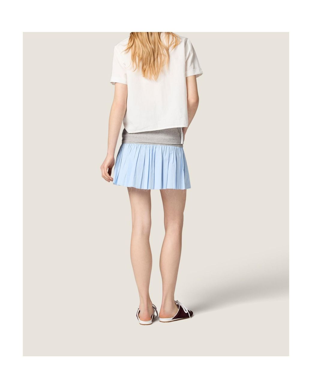 Miu Miu Blue Jersey And Poplin Skirt