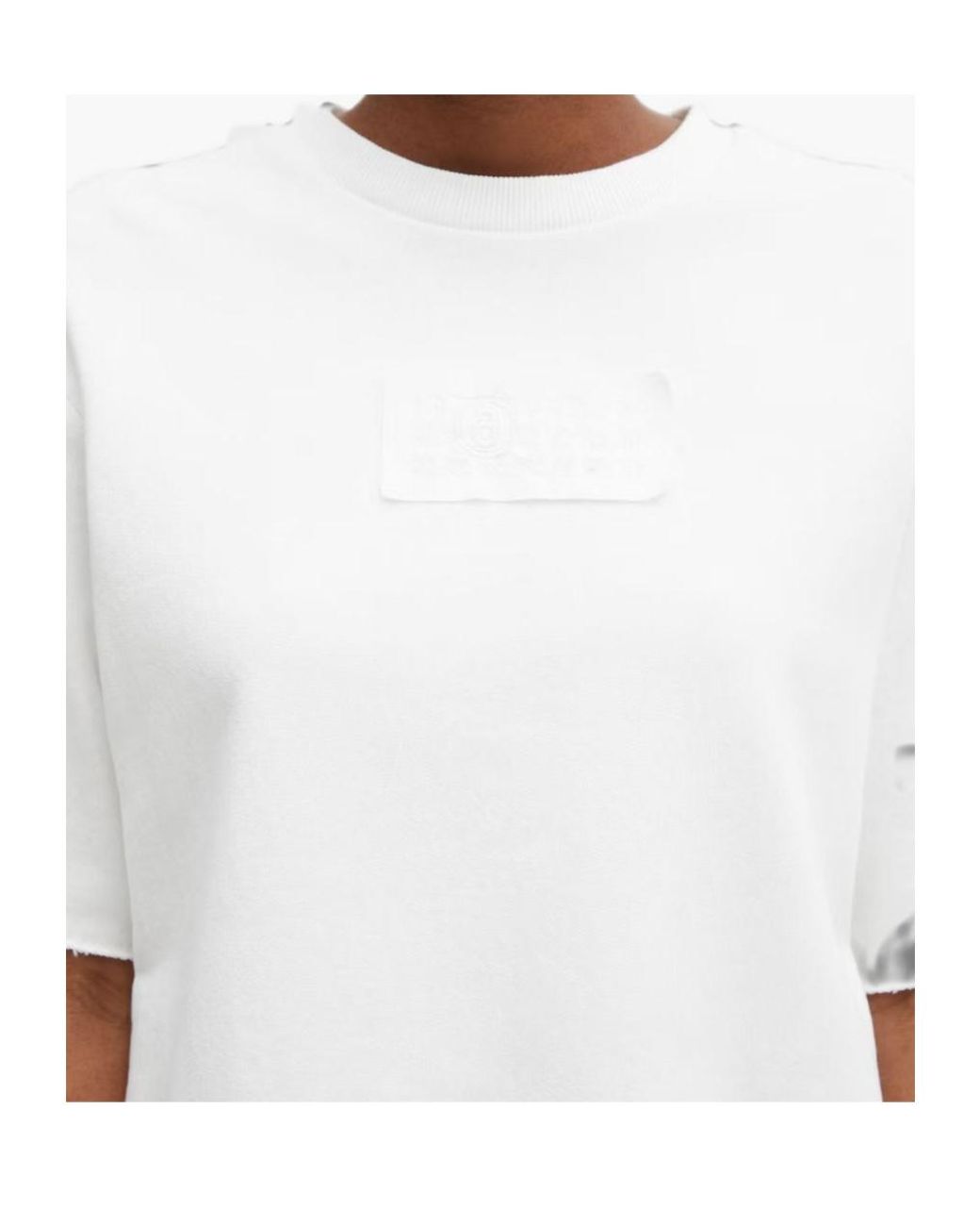 MM6 by Maison Margiela Gray Logo-Patch Raw-Edge T-Shirt