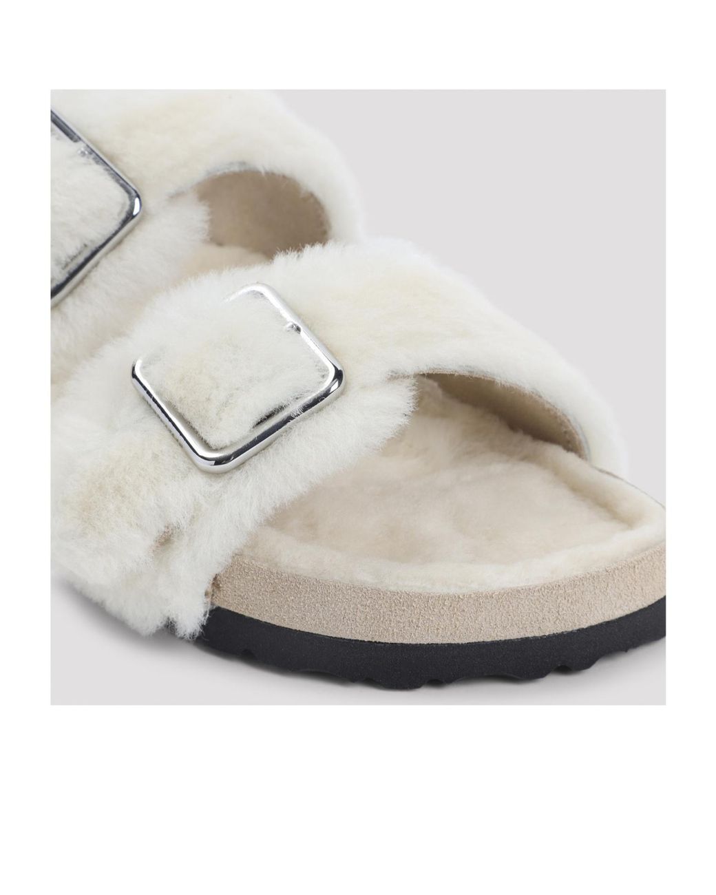 Birkenstock White Arizona Shearling Sandals