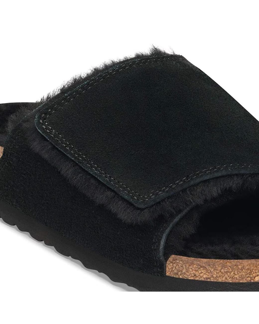 Birkenstock Black Solana Shearling Slide Sandals for men