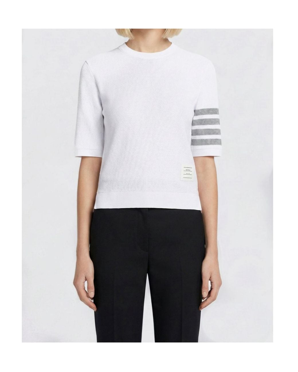 Thom Browne White 4-Bar Knitted T-Shirt