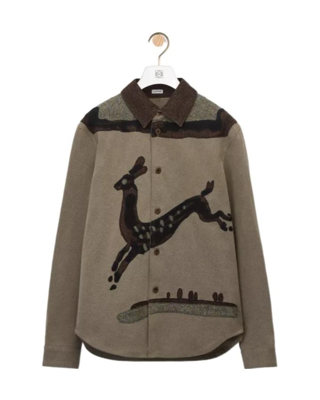 Loewe Brown Deer Intarsia Overshirt for men