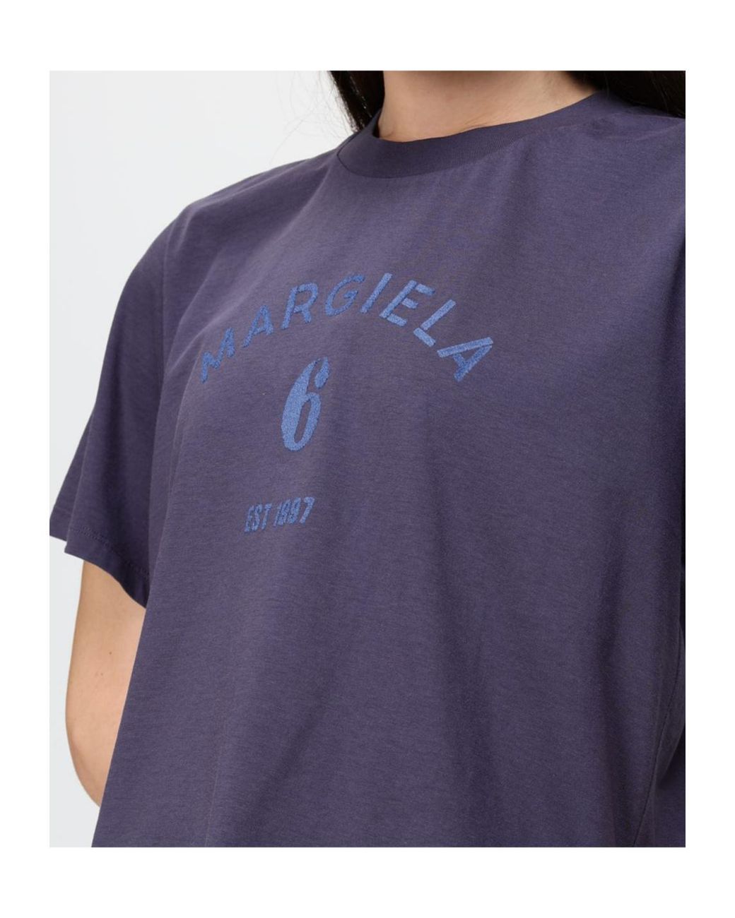 MM6 by Maison Margiela Blue Short Sleeve Crewneck T-Shirt
