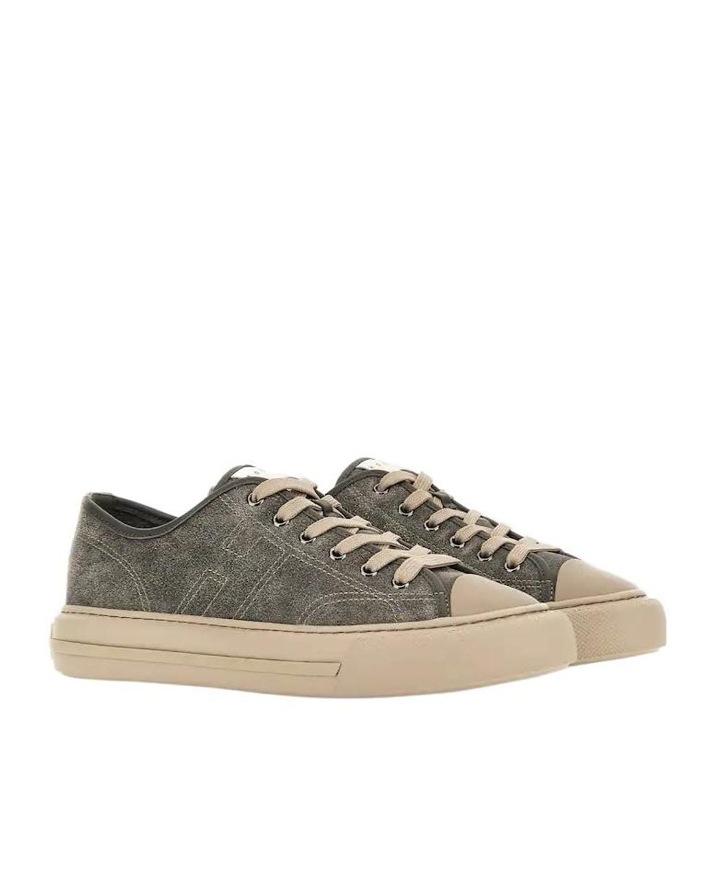 Hogan Brown Distressed Suede Low-Top Sneakers for men