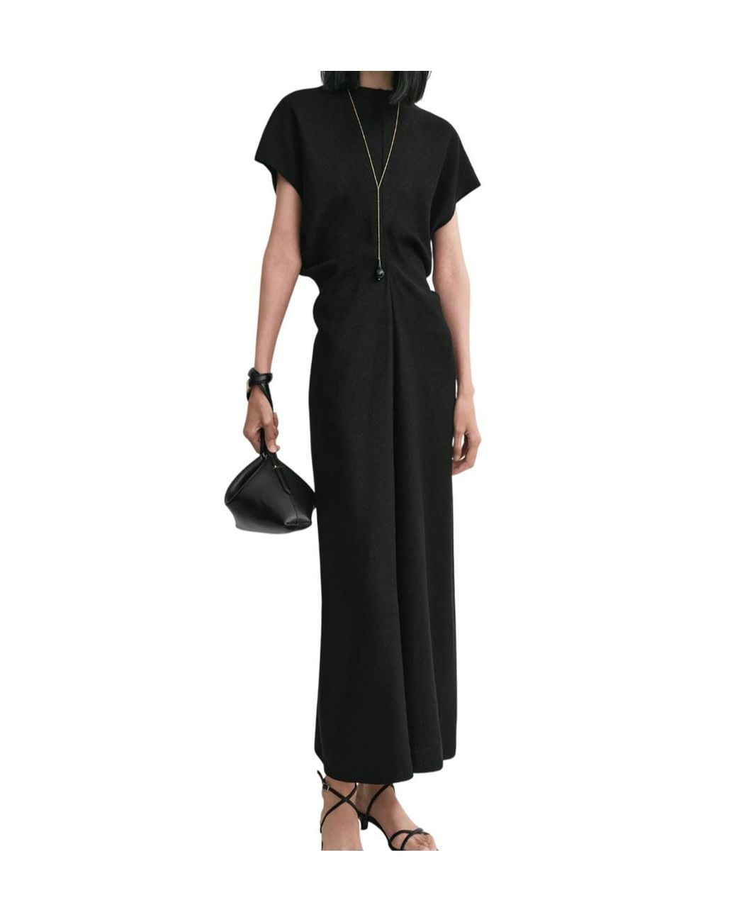 Totême Black Woven Dress With Loose Waist