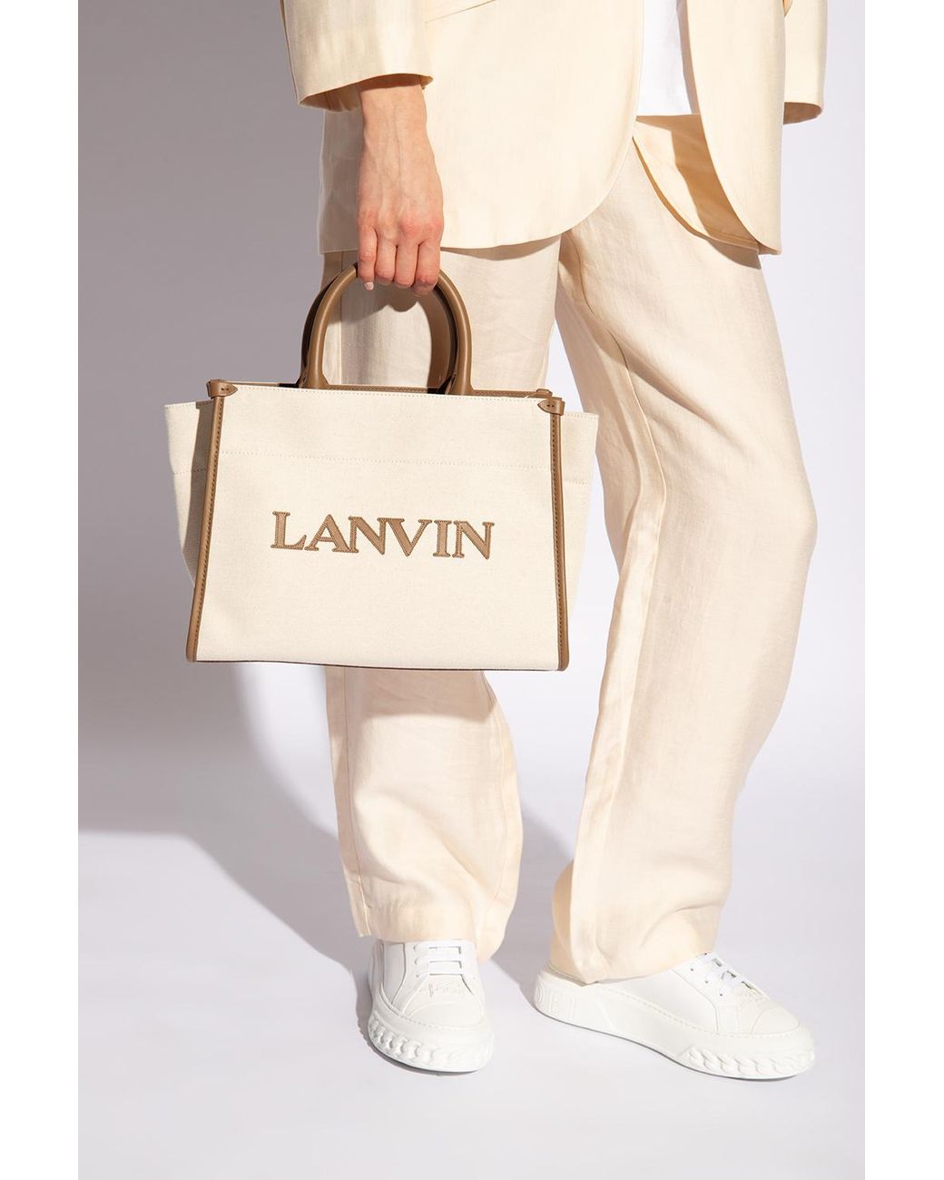 Lanvin Natural Logo Logo Patch Shopping Bag