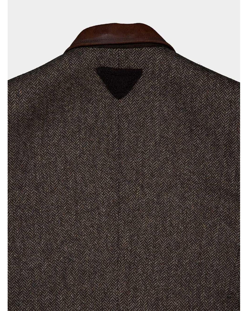 Prada Brown Single-Breasted Chevron Jacket