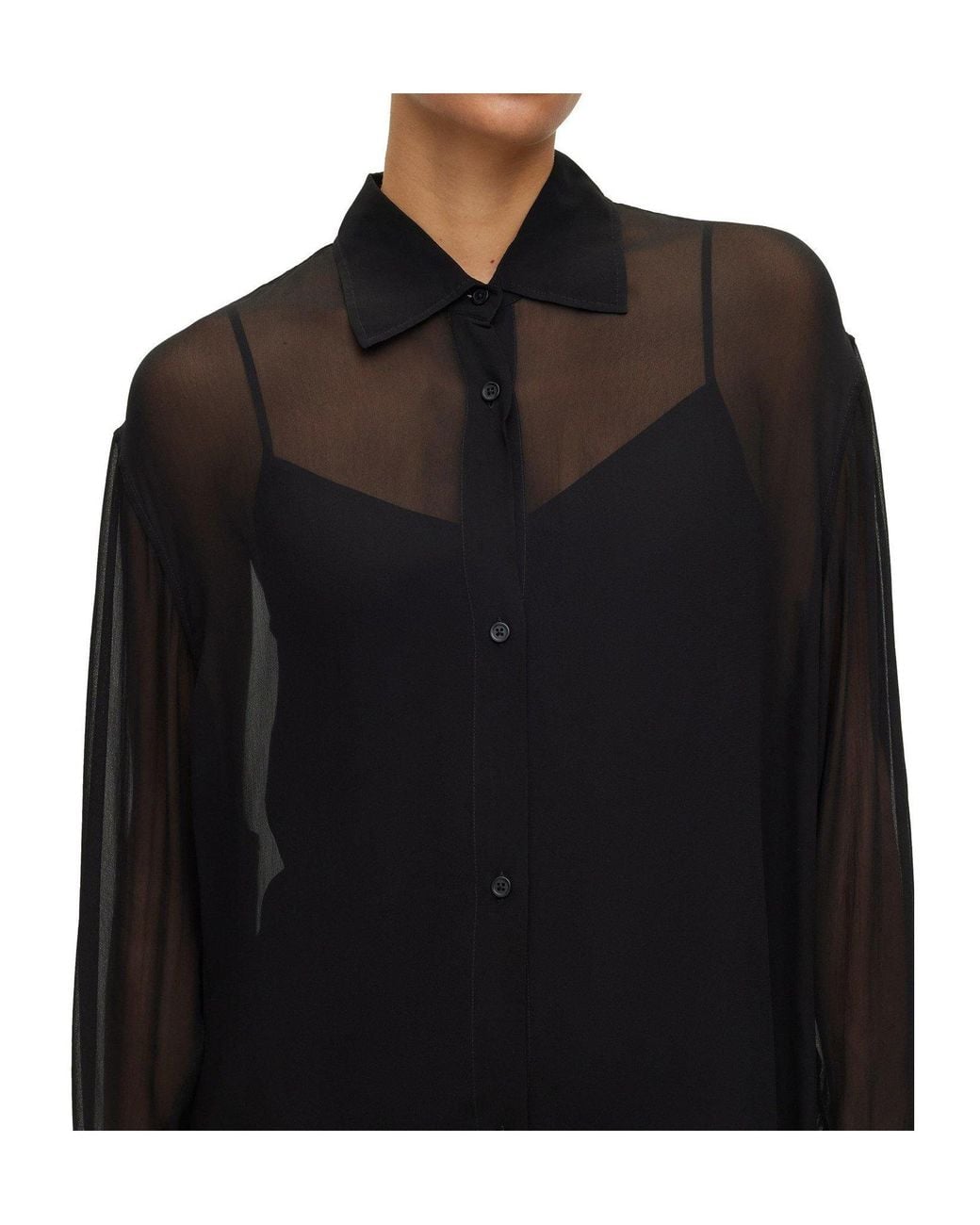 Boss Black Sheer Long Shirt Dress