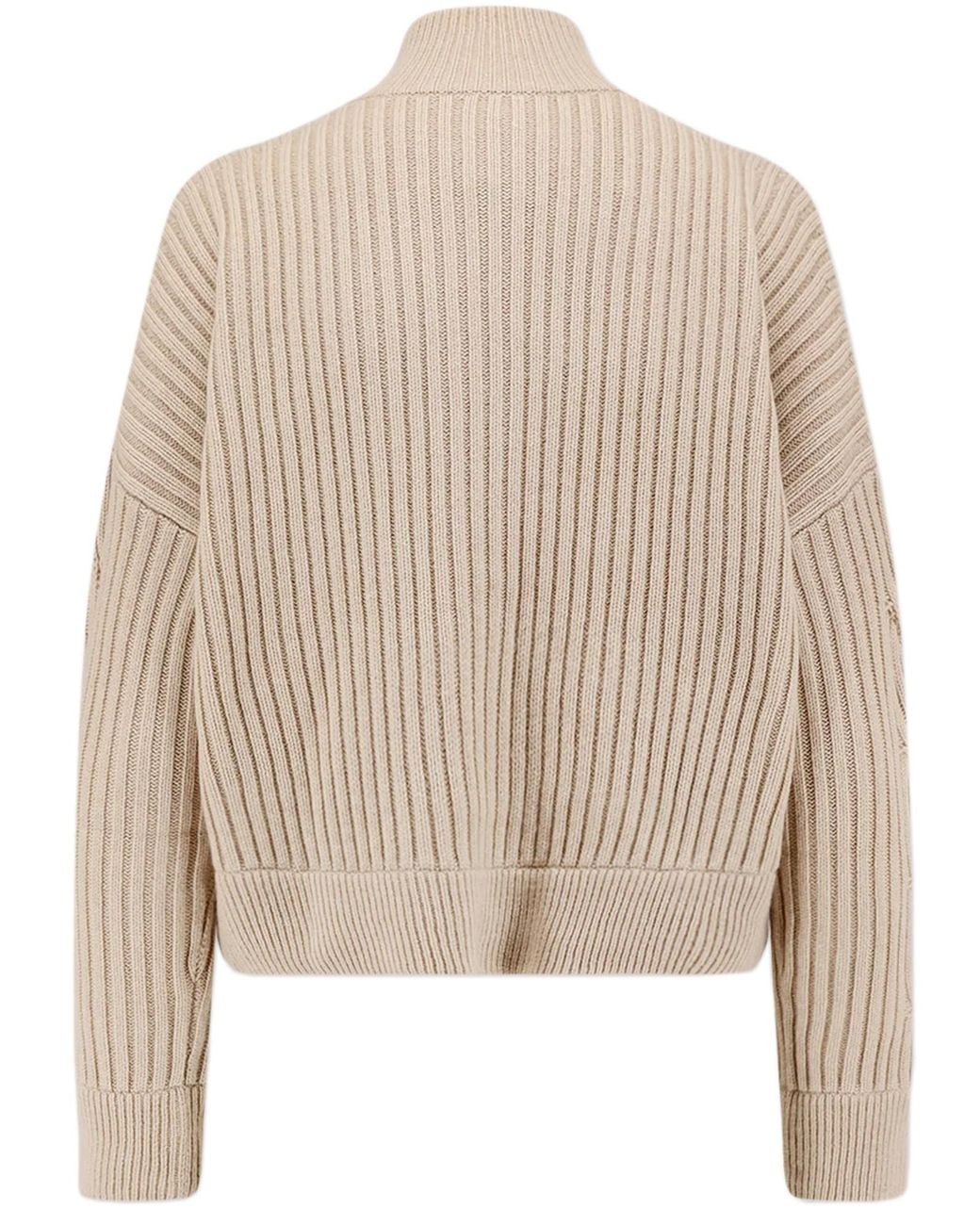 Max Mara White Afelio High Neck Button-Up Cardigan