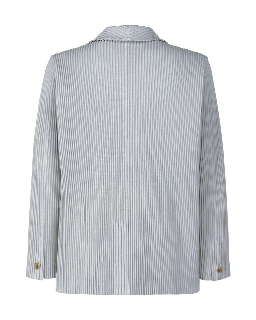 Homme Plissé Issey Miyake Gray Pleated Notched-Lapel Blazer