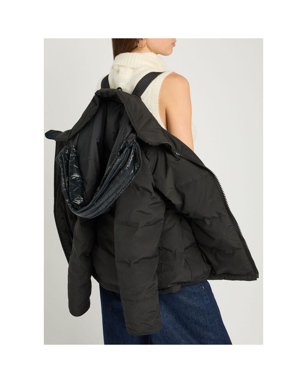 Canada Goose Black Waisted Hooded Down Coat
