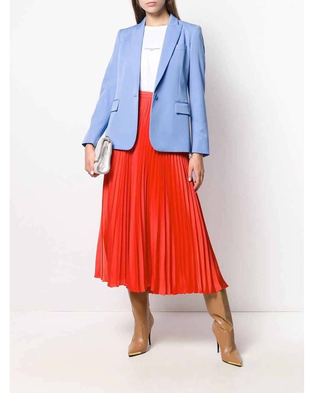 Stella McCartney Red Alpha Pleated Midi-Skirt