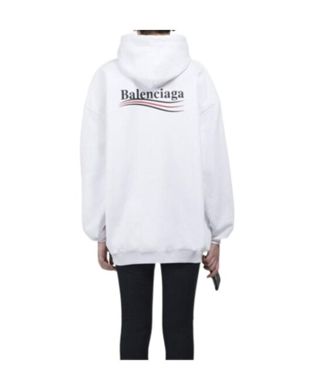 Balenciaga White Felpa Con Cappuccio Political Campaign Hoodie Large Fit Da Donna