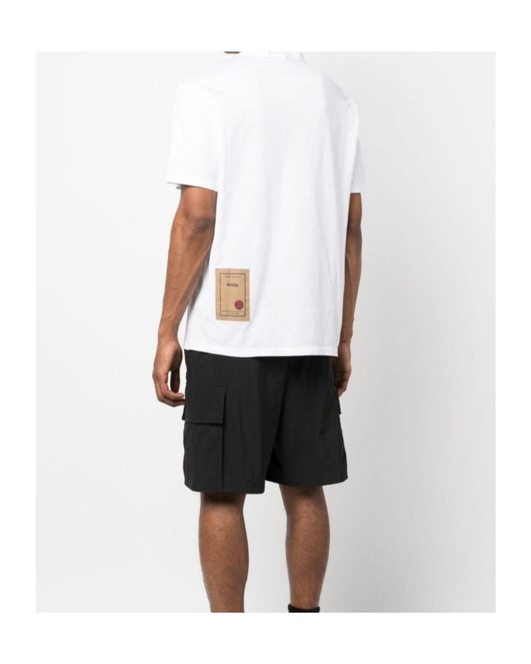 C P Company White Logo-Patch Short-Sleeve T-Shirt for men
