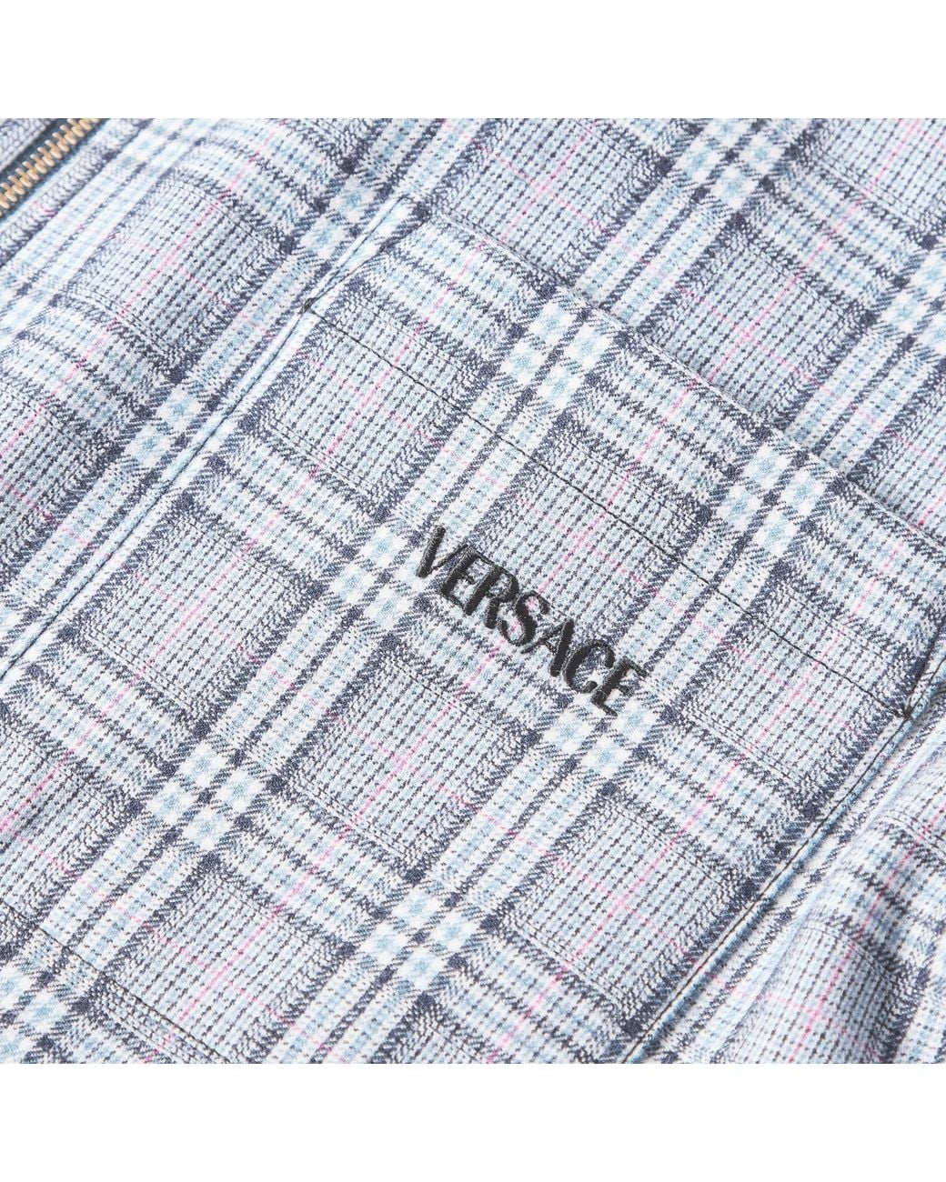 Versace Blue Long-Sleeved Printed Shirt for men