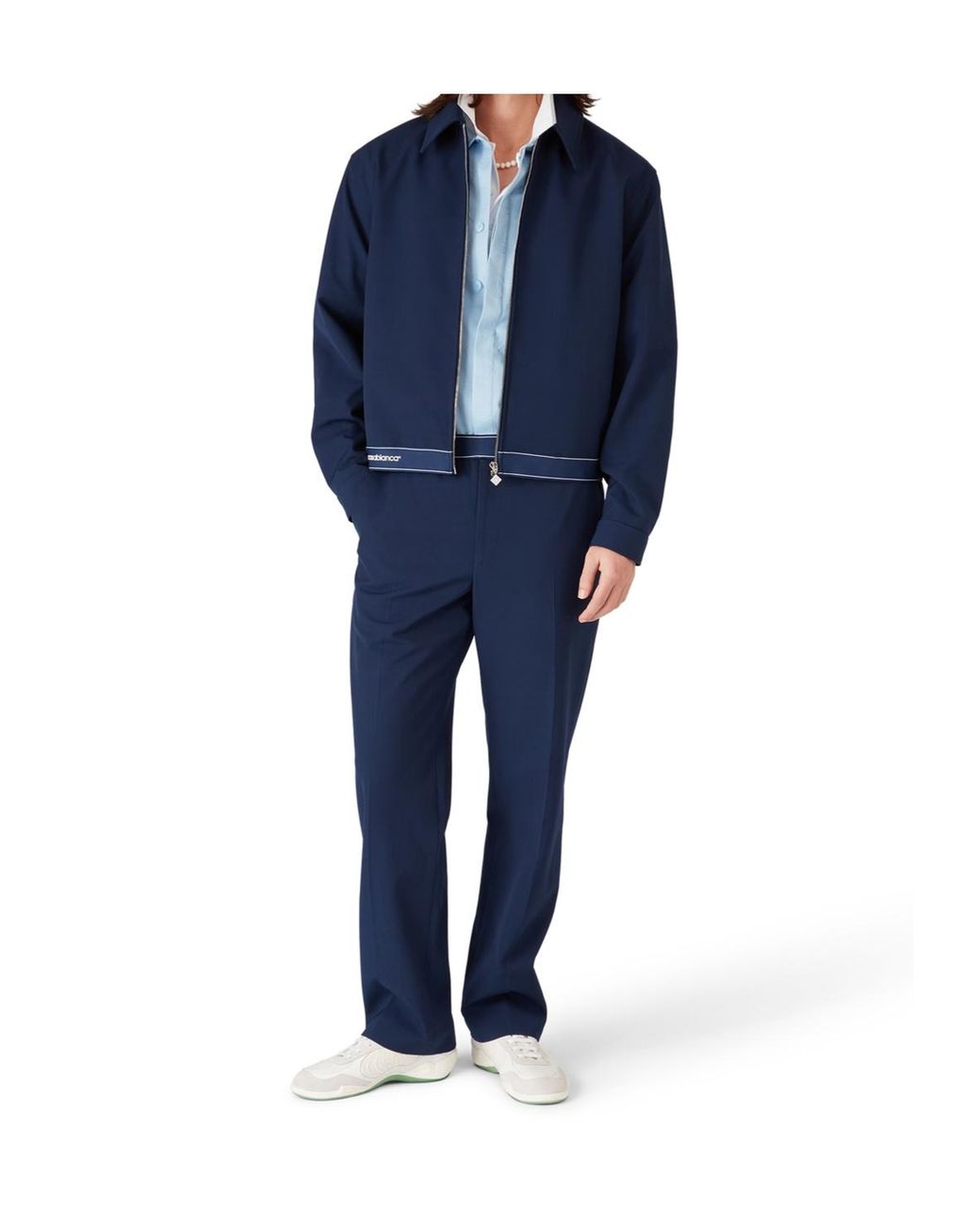 Casablanca Blue Logo Trim Zip-Up Jacket for men