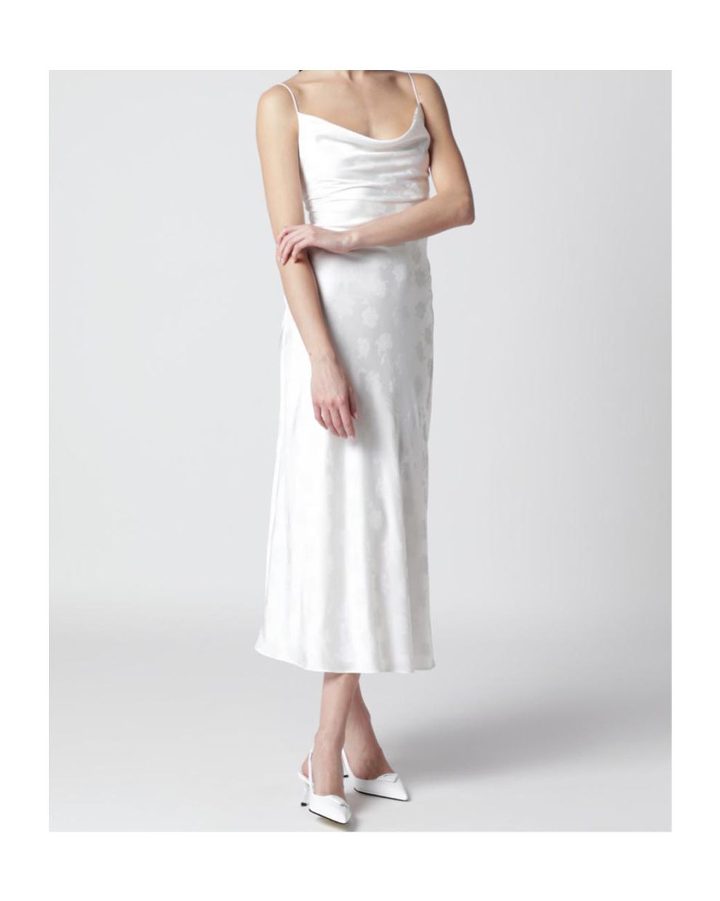 ROTATE BIRGER CHRISTENSEN White Cowl-Neck Midi Dress