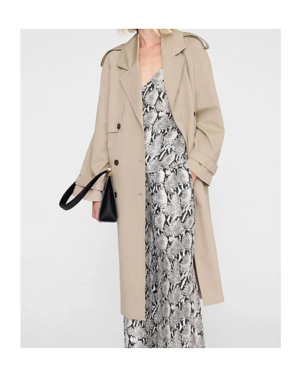 Anine Bing Gray Python V-Neck Top