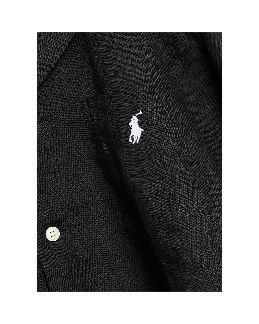 Polo Ralph Lauren Black Short-Sleeve Linen Shirt for men