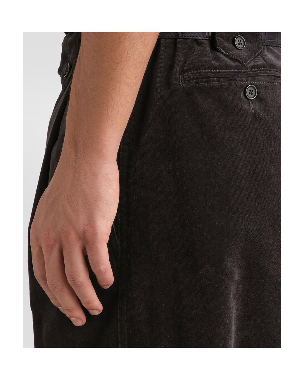 Dolce & Gabbana Black Pleated Velvet Trousers for men