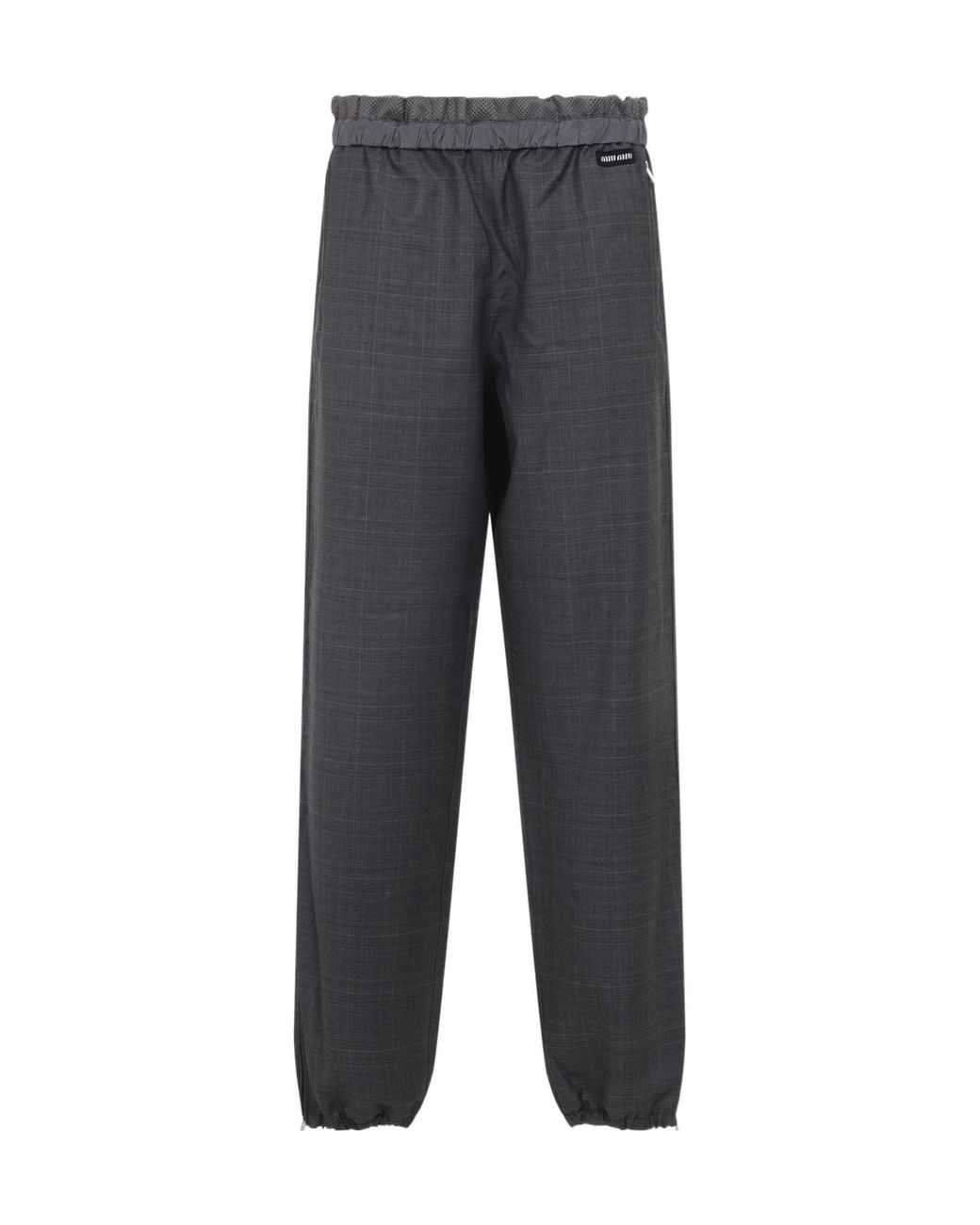 Miu Miu Gray Prince Of Wales Checked Joggers