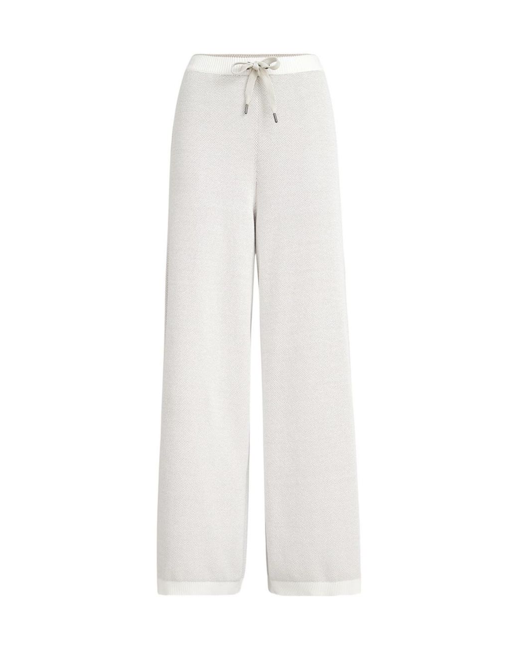 Brunello Cucinelli White Cotton Honeycomb Stitch Jacquard Knit Trousers