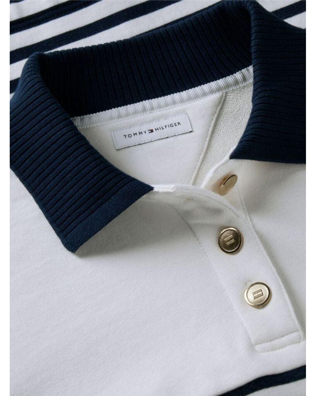 Tommy Hilfiger White Striped Long-Sleeve Polo Shirt