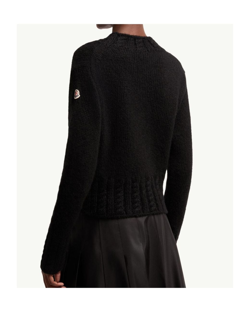 Moncler Black Logo Patch Crewneck Knitted Jumper