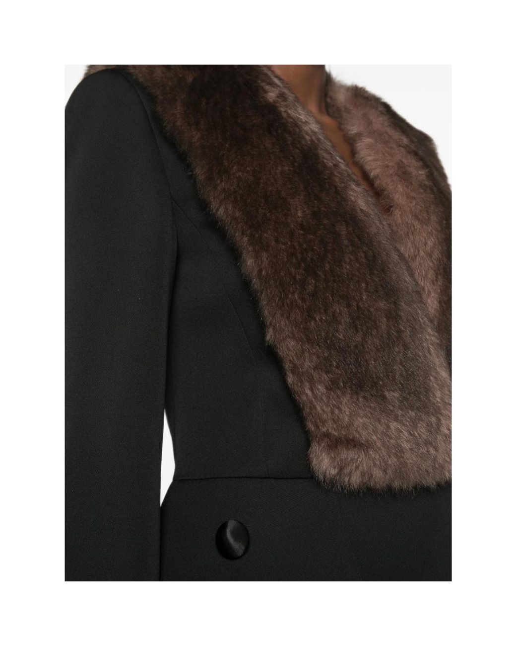 Valentino Black Faux-Fur Collar Coat