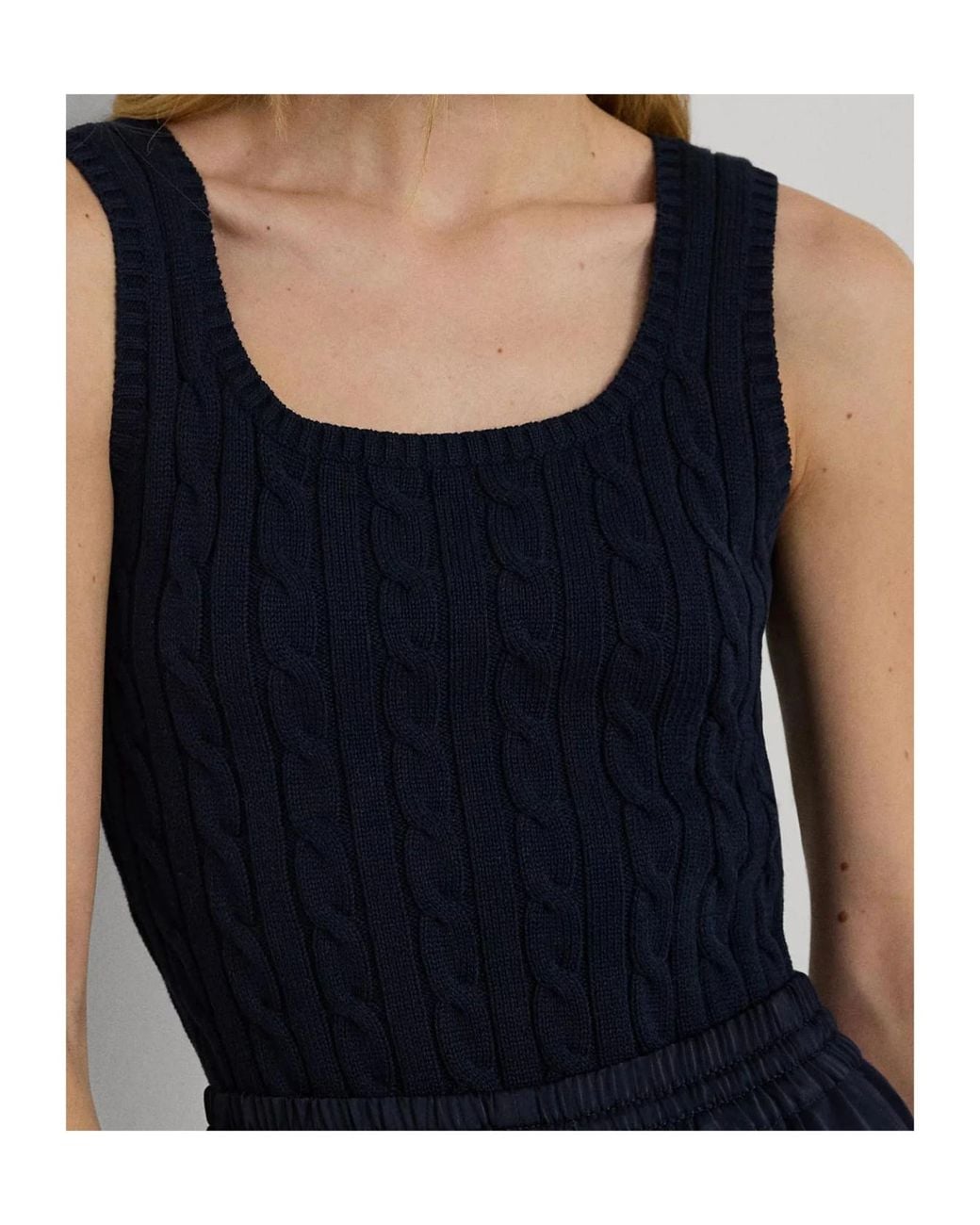 Ralph Lauren Blue Lauren Cable-Knit Sleeveless Jumper