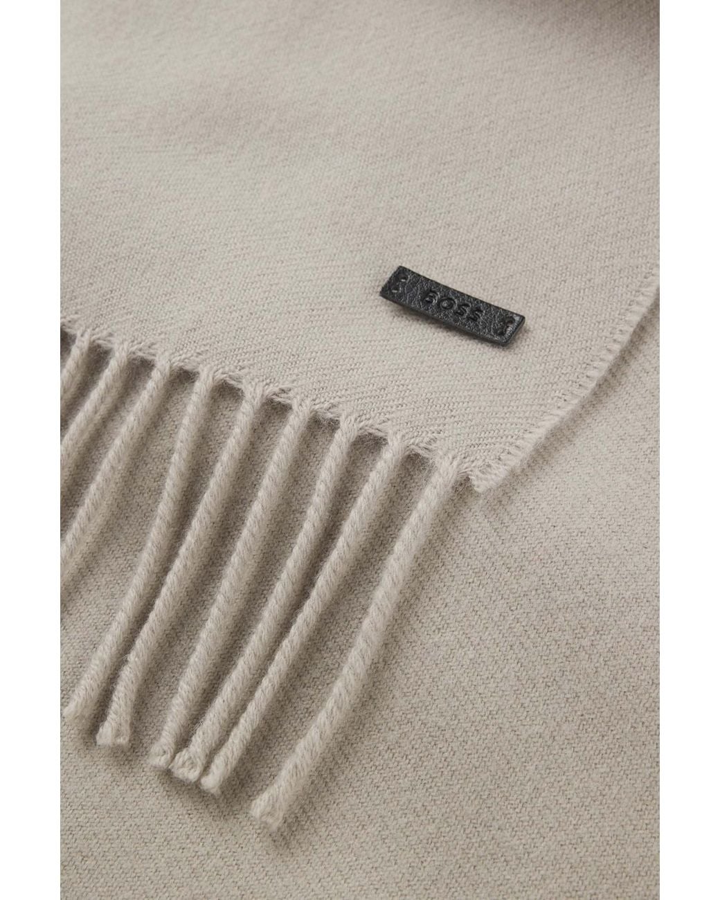 Boss Gray Fringed Scarf for men