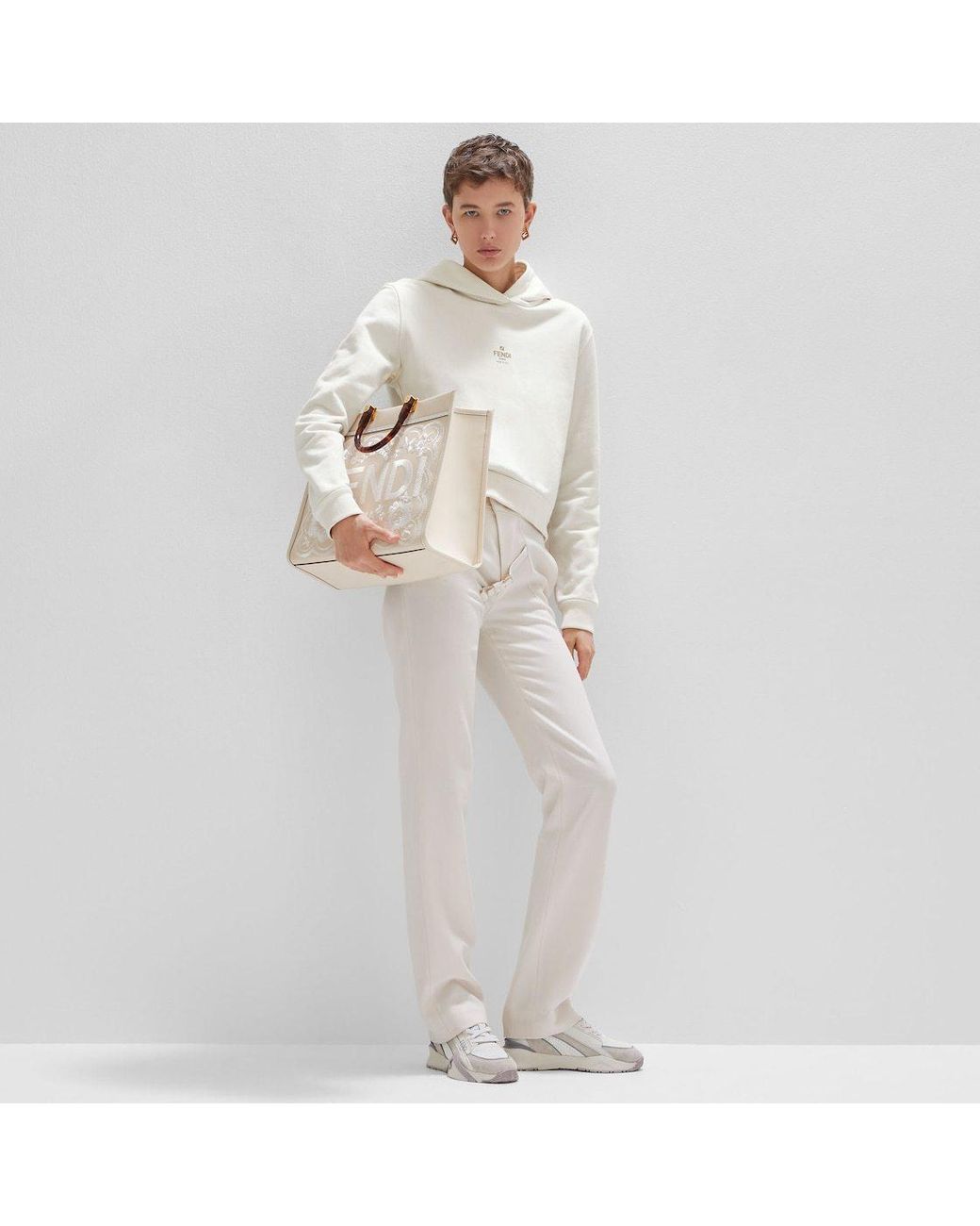 Fendi White Flow Low-Top Sneakers