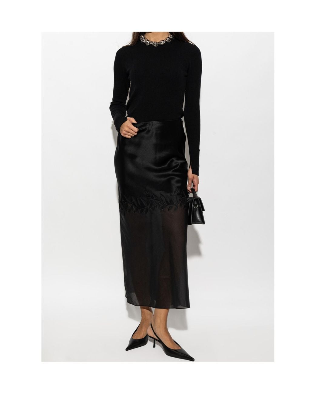 By Malene Birger Black Angelina Embroidered Maxi Skirt