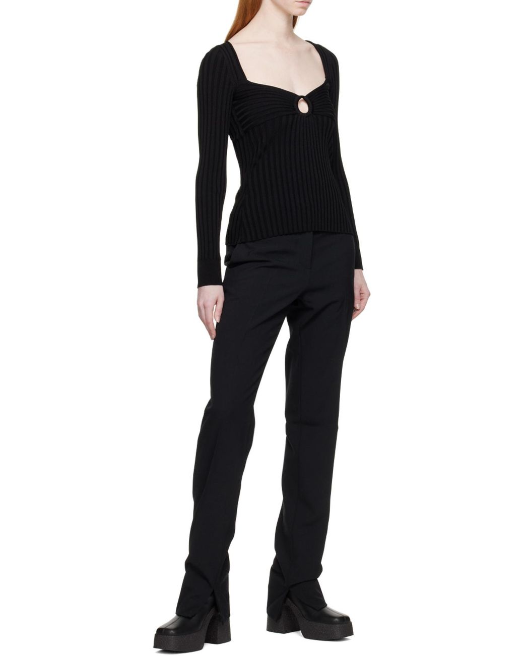 Stella McCartney Black Detailed Rib Knit Top