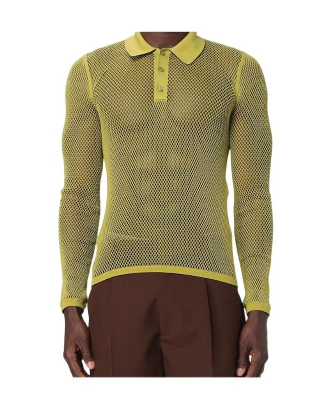 Gucci Green Long-Sleeved Polo Shirt for men