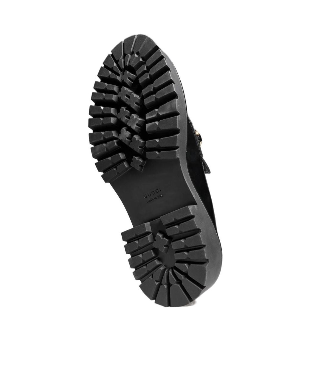 Gucci Black Horsebit Lug Sole Loafers