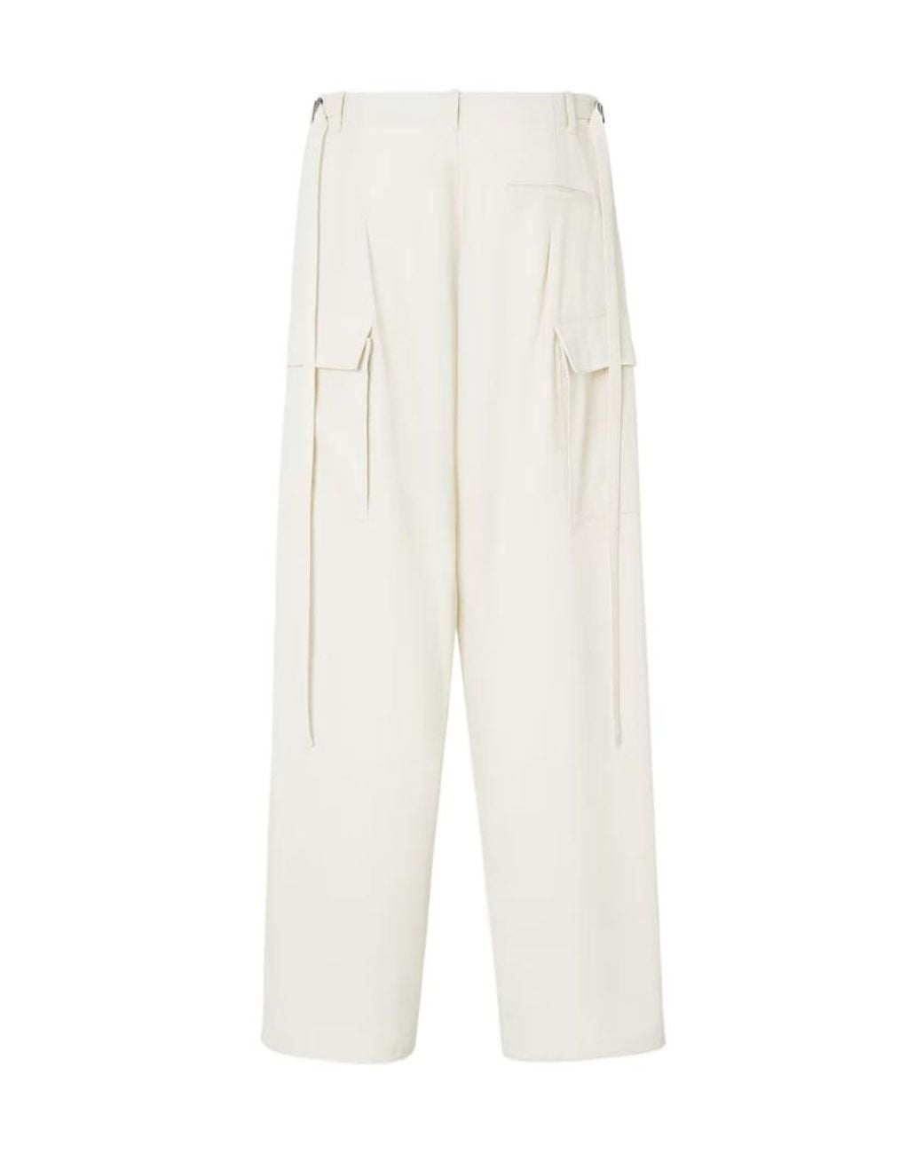 Fendi White Ivory Grain De Poudre Trousers for men